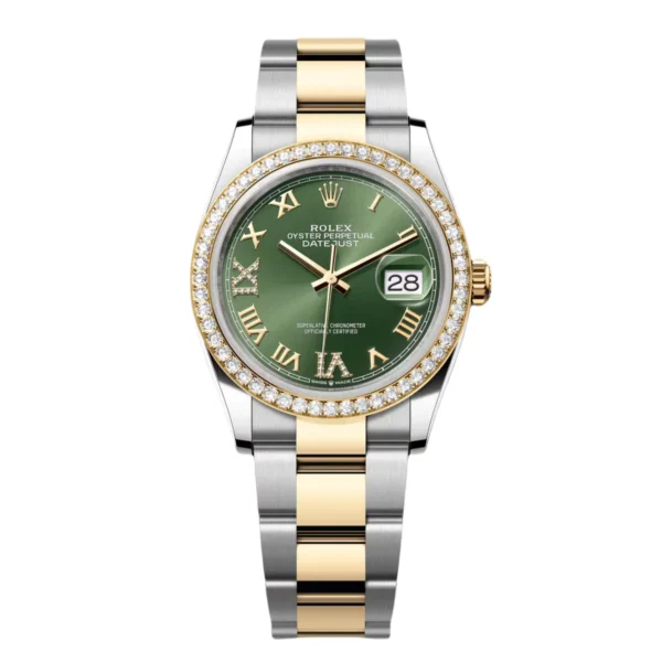 RLX Datejust 3-piece Links 36mm 126283 Olive Green Dial Jubilee Bracelet Watch