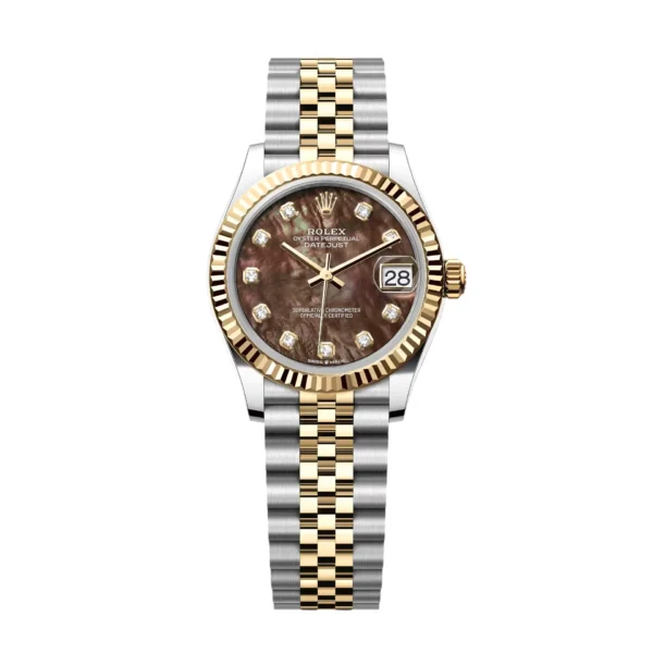 RLX Datejust m278273-0023/0024 5-piece Links 31mm Black Mother-of-Pearl Dial Stainless Steel and Yellow Gold Oyster Watch