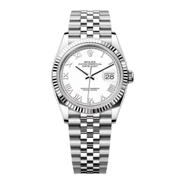 RLX Datejust 5-piece Links 36mm 126234 White Roman Dial Oyster Stainless Steel Mens