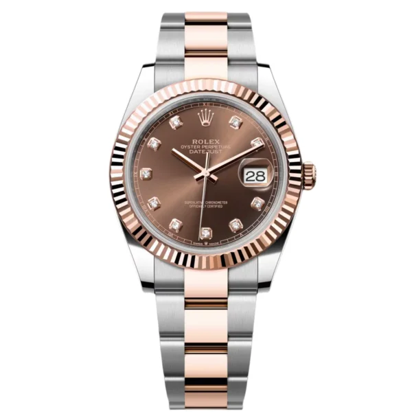 【7A Quality】RLX Datejust 3-piece Links 41mm 126331 Datejust Chocolate Diamond Oyster Steel and Everose Gold Watch