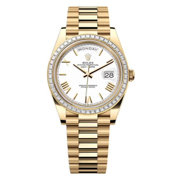 RLX Day-Date 40mm 228398TBR-0033 White Dial President Watch