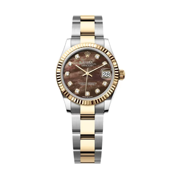 RLX Datejust m278273-0023/0024 3-piece Links 31mm Black Mother-of-Pearl Dial Stainless Steel and Yellow Gold Oyster Watch