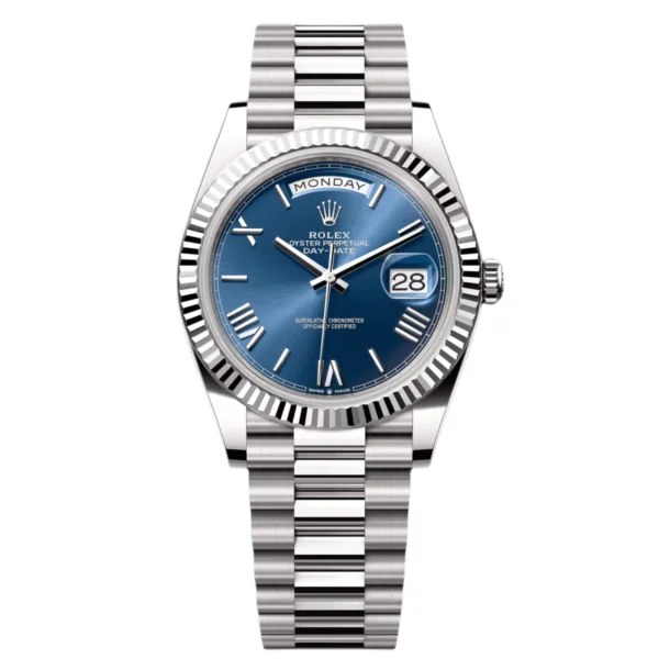 RLX Day-Date "President" 40mm White Gold Blue Roman Dial - 228239