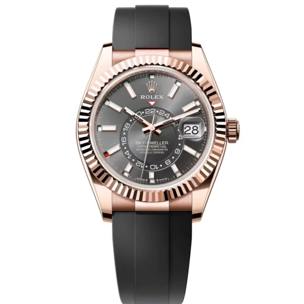 RLX Sky-Dweller 42mm Rose Gold Slate Dial Oysterflex - 336235