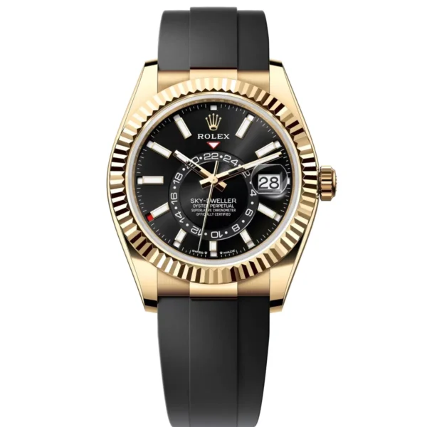 RLX Sky-Dweller 42mm Yellow Gold Black Dial Oysterflex - 336238
