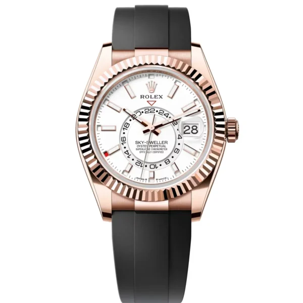RLX Sky-Dweller 42mm Rose Gold White Dial Oysterflex - 336235