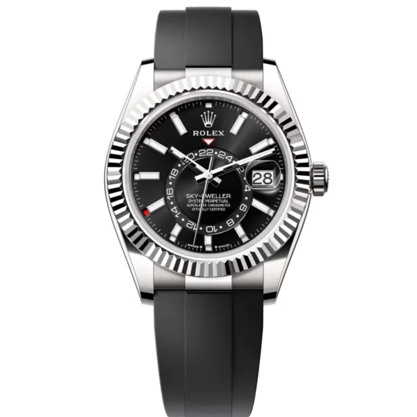 RLX Sky-Dweller 42mm White Gold Black Dial Oysterflex - 336239