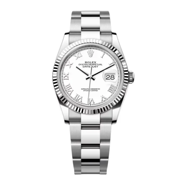 RLX Datejust 3-piece Links 36mm 126234 White Roman Dial Oyster Stainless Steel Mens