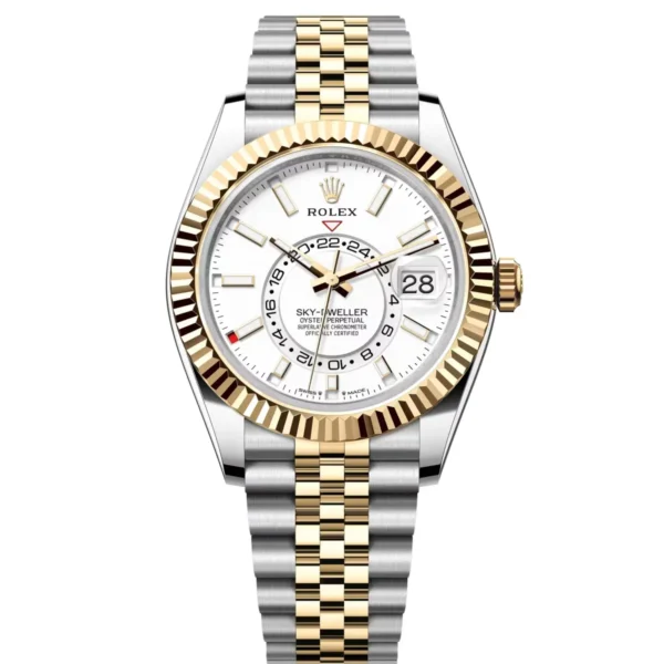 RLX Sky-Dweller 5-piece Links 42mm 336933-0005/0006 Two-Tone Yellow Gold White Dial Oyster
