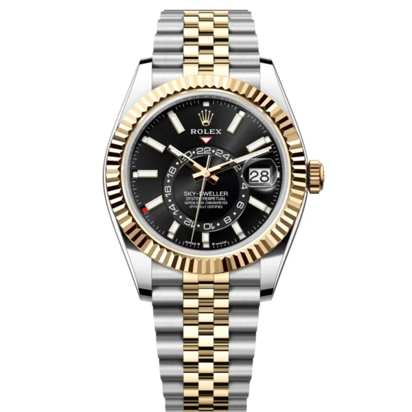 RLX Sky-Dweller 5-piece Links 42mm 336933-0003/0004 Two-Tone Yellow Gold Black Dial Jubilee