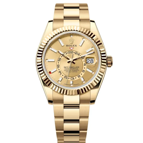 RLX Sky-Dweller  3-piece Links 42mm 336938-0001/0004 Yellow Gold Champagne Dial Jubilee