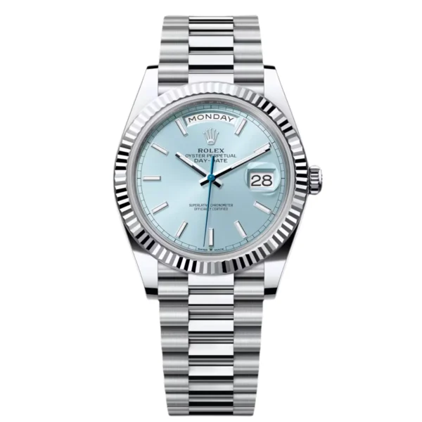 RLX Day-Date "President" 40mm Platinum Ice Blue Index Dial - 228236