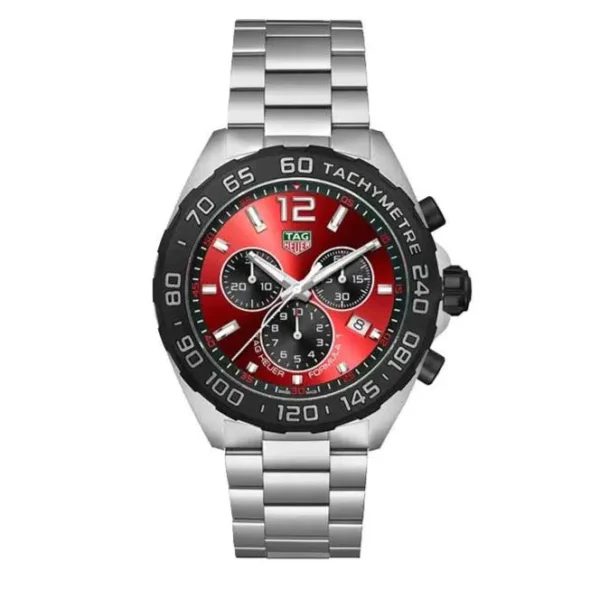 TAG Heuer Formula 1 Quartz Chronograph Red Dial Silver Steel Strap Men's Watch - CAZ101AN.BA0842