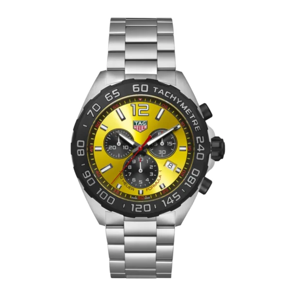 TAG Heuer Formula 1 Quartz Chronograph Yellow Dial Silver Steel Strap Men's Watch - CAZ101AM.BA0842