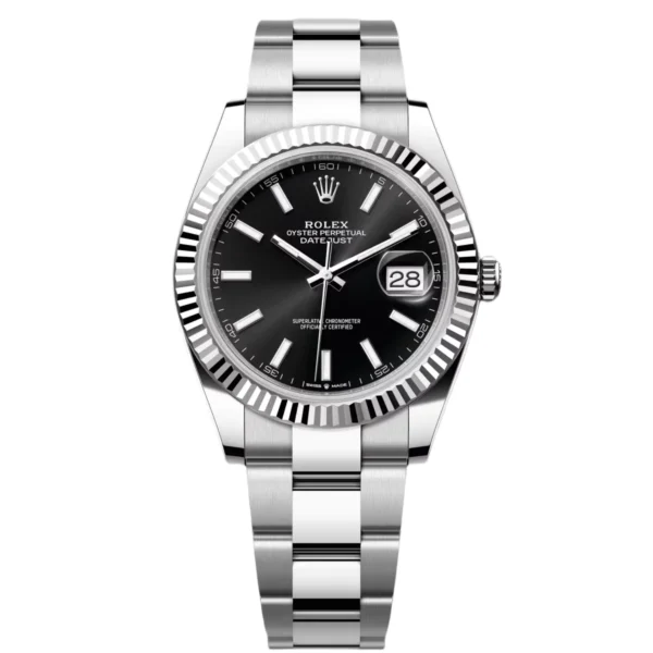 【7A Quality】RLX Datejust Black Index Jubilee 3-piece Links 41mm Stainless Steel - 126334