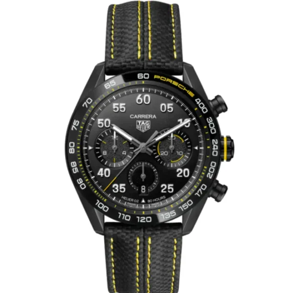 Tag Heuer Carrera x Porsche Automatic Chronograph Black Dial Black Nylon Strap Men's Watch - CBN2A1H.FC6512