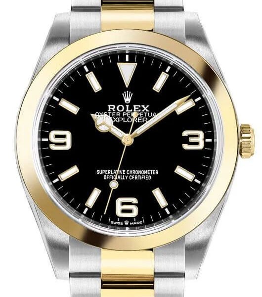 Rolex Explorer 36MM Yellow Gold & Steel Midsize Luxury Watch 124273-0001