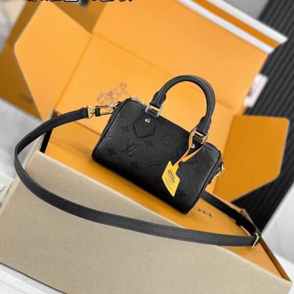 LV MB Nano Speedy Handbag – Original Leather Black| M82450 | 10×7.5×16cm