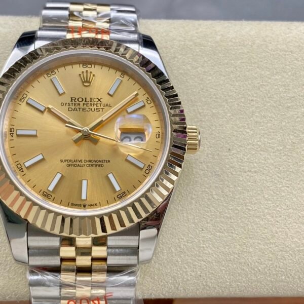 Rolex Datejust 41mm Fluted Bezel Steel/Yellow Gold Champagne Index Dial Jubilee Bracelet